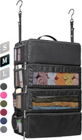 Vokelater Suitcase Organizer - Travel Luggage Organizer with Hanging Shelves & Packing Cubes - Collapsible, Portable, Carry-on, Medium, Black by Vokelater