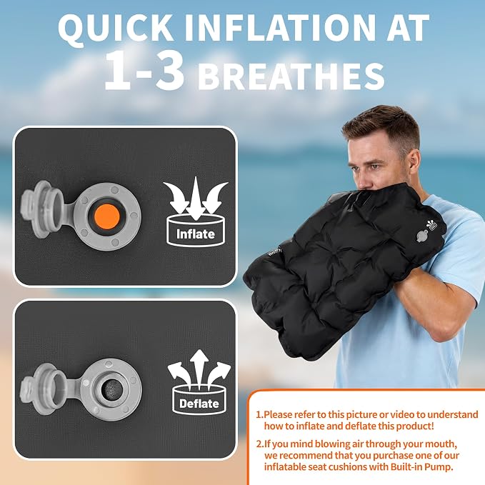 Inflatable Seat Cushion Lightweight Airplane Seat Cushion | Stadium Seat Travel Cushion for Climbing Hiking Office Airplane - Image 4