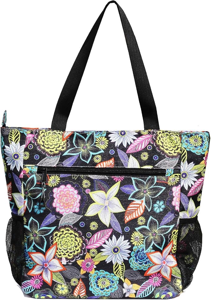 ESVAN Original Floral Water Resistant Large Tote Bag Shoulder Bag for Gym Beach Travel Daily Bags Upgraded - Image 6