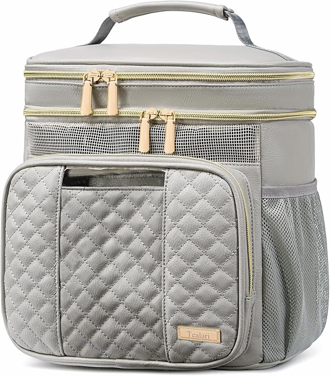 Large Leather Toiletry Bag for Women Men,Bathroom Bag,Water Resistant Shower Bag,Makeup Bag,Portable Shower Caddy for College Dorm,Hanging Travel Toiletry Bag with Transparent Waterproof Phone Pocket by Tealari