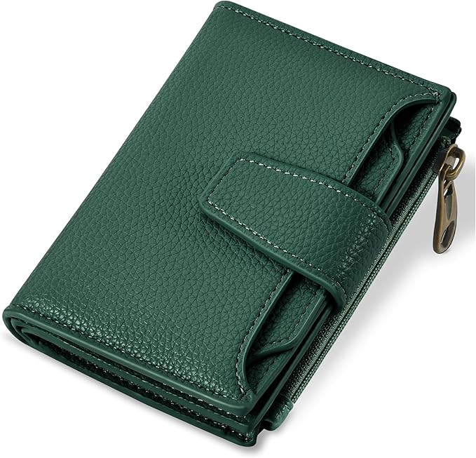 Small Wallet Women RFID Blocking Soft Leather Bifold Compact Card Holder Wallet for Women with Zipper Coin Pocket 4 ID Window by Airkit