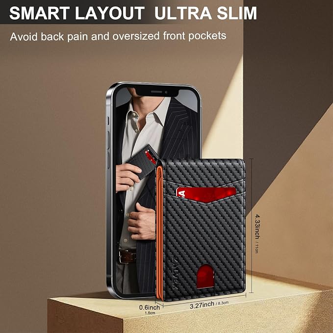 Wallet for Men Slim RFID Blocking Leather Credit Card Holder Wallet for 14 Cards, Bifold Minimalist Thin Wallet with 2 ID Windows & Cash Slot, Front Pockt Carteras Para Hombres, Birthday Gifts for Men | 14 Cards Bifold Minimalist Thin Wallet with 2 ID ... - Image 4