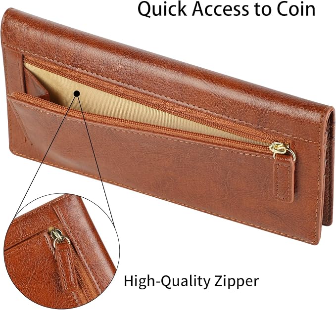 Ultra Slim Thin Leather Women Wallet RFID Blocking Credit Card Holder Bifold Long Ladies Billfold - Image 6