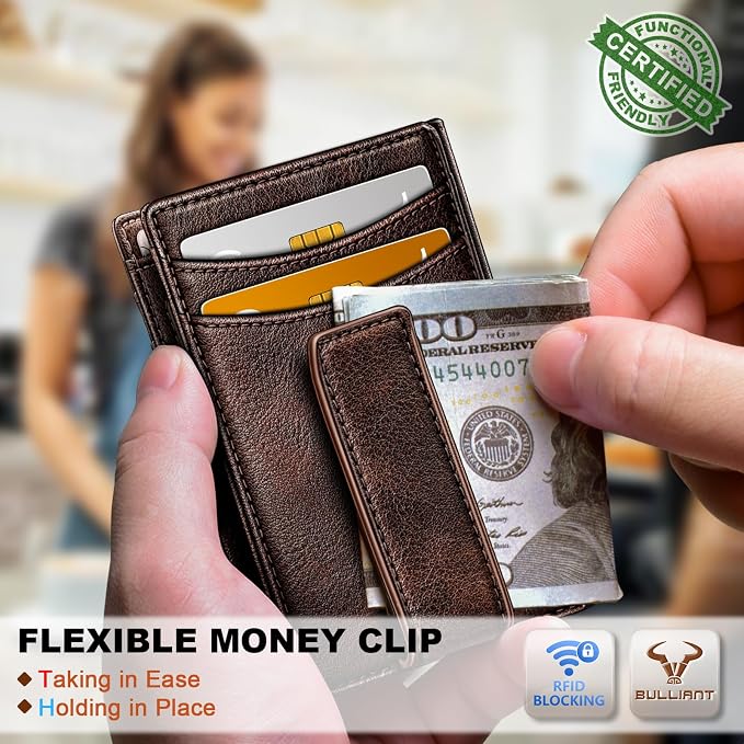 BULLIANT Magnetic Slim Leather Pocket Wallet Money Clip For Men 12Cards | RFID Blocking | Easy Access | Gift Boxed - Image 5