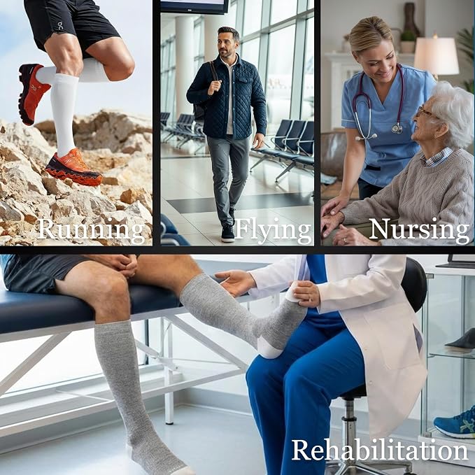 LEVSOX Bamboo Viscose Graduated Compression Socks for Women&Men - Cushioned Knee-High 15-20mmHg Support Socks - Image 7