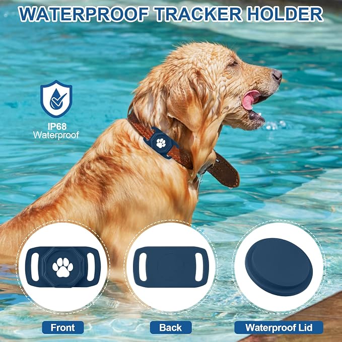 Smart Pet Tracker for Collar - Dog Tracker Pet Location Tracker with Holder | Real-Time Location, No Monthly Fee/ SIM Card, Work with Android Only (Not for IOS), Ultra-Slim, IP68 Waterproof Holder, Blue - Image 4