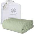 Threadmill Cotton Queen Blanket, Herringbone, Sage Green, Machine Washable | 100% Cotton, Herringbone Pattern, 90x92 in, Breathable, All-Season, OEKO-TEX Certified, Machine Washable by ThreadmillHomeLinen