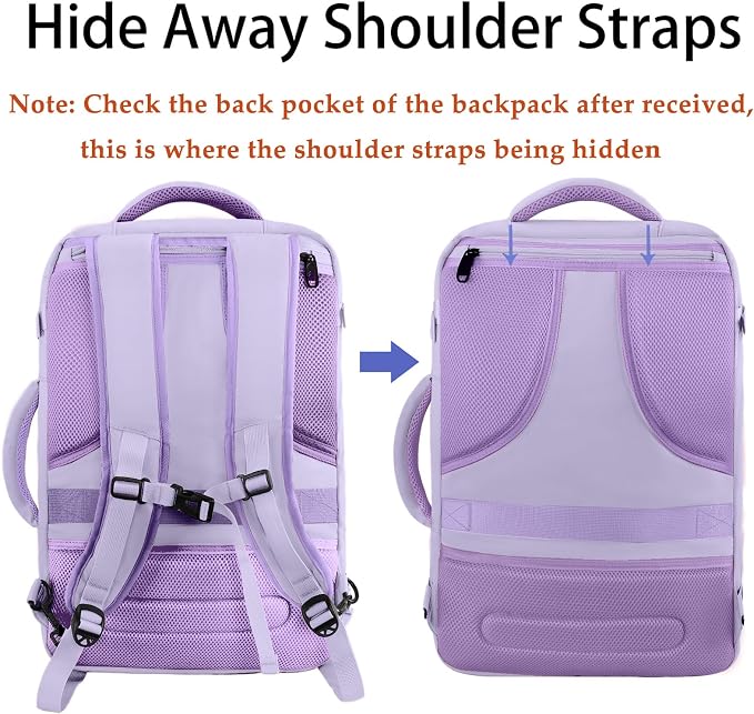 MATEIN Light Purple Carryon Backpack, 40L Airplane Approved Travel Backpack | Expandable Simple Fashion Daypack For Women, Personal Item bag, Frequent traveler Gifts, Heavy Duty - Image 5