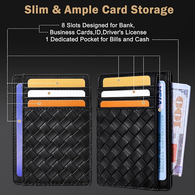 Travelambo Front Pocket Minimalist Leather Slim Wallet RFID Blocking Medium Size - Image 4