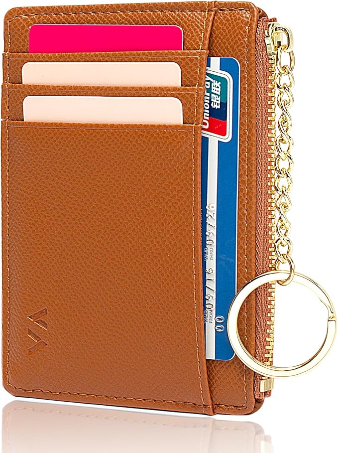 Valentoria Slim RFID Blocking Card Holder Small Pocket Wallet Keychian Zipper Coin Purse Mini Cash & Coin & Cards Case for Women Men | Slim - Image 8