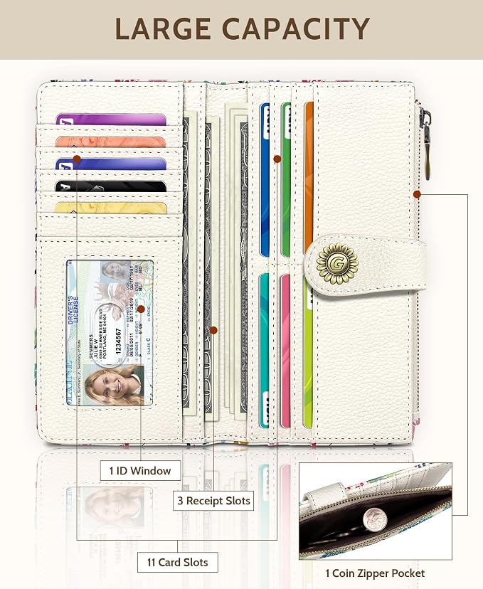 GIANCOMICS Sea Turtle Women Wallet RFID Blocking, Credit Card Holder Bifold | Billfold, Cute Cash Purse, Travel Zipper Coin Pocket, Compact Clutch, PU Leather, ID Window, 11 Card Slots, Ladies Gift Woman - Image 3