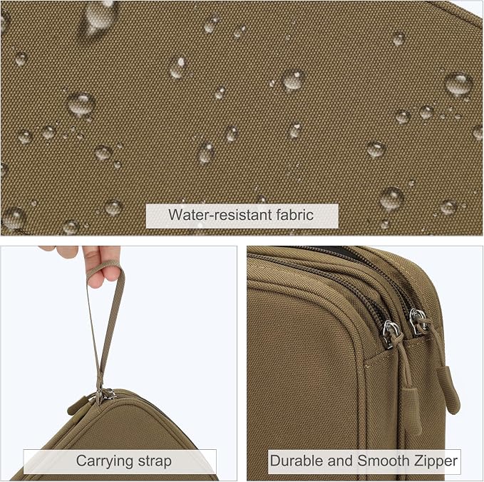 FYY Electronic Organizer, Travel Tech Pouch Bag, Large, Brown | Wrist Strap, Waterproof, Double Layers Portable Electronics Travel Carrying Case for Cord, Charger, Daily Business Trips Use - Image 4
