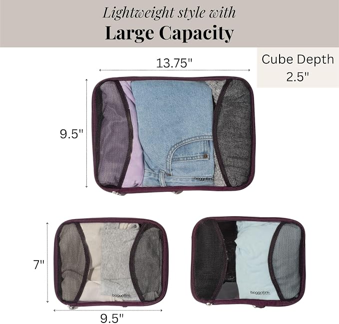 Baggallini Compression Cube 3-piece set - Lightweight Compression Packing Cubes for Travel - Image 4