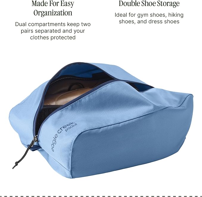 Eagle Creek Pack-It Reveal Multi Shoe Cube, Blue Dawn | Dual-Compartment Shoe Cube for Optimizing Luggage Space, Travel-Friendly, Easy-Grab Zipper, Quick Grab Handle, Lightweight - Image 4