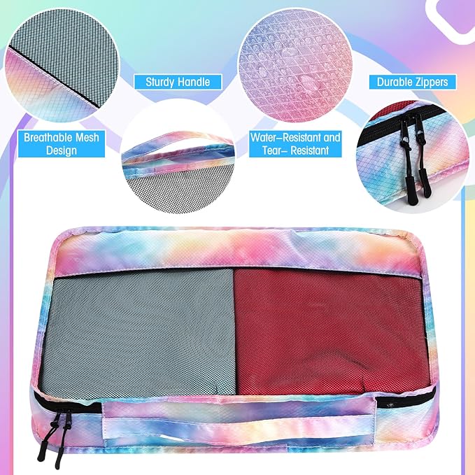 5 Pcs Packing Cubes for Suitcase Large Travel Cubes Carry on Luggage Organizer Bags for Clothes Accessories(S,Watercolor) - Image 4