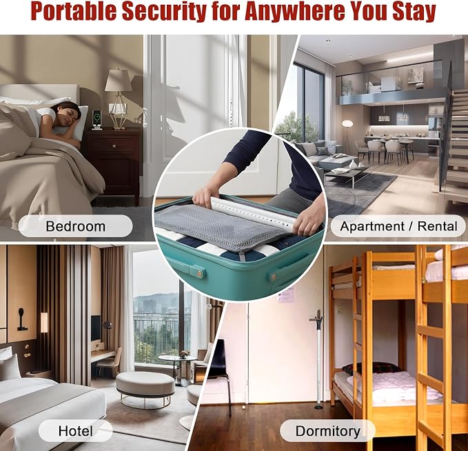 Heavy Duty Door Security Bar, 24.5"-50.7" Adjustable Door Stopper with Large Anti-Slip Base, 360° Swivel Foot, Portable Door Brace for Hinged Doors, Sliding Windows, Hotel & Apartment - Image 8