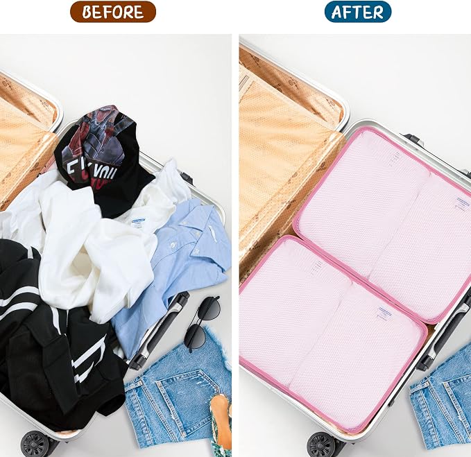 Packing Cubes Set, 2 Pcs Packing Organizers Set for Suitcases (Pink) - Image 5