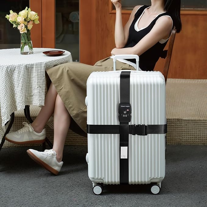Travel Inspira Anti-Theft Suitcase Belt with TSA Lock | Heavy-Duty Nylon; TSA-Approved Lock with Tag; Adjustable 103-200cm; Secure Black Strap; 20-28 Inch Bags - Image 8