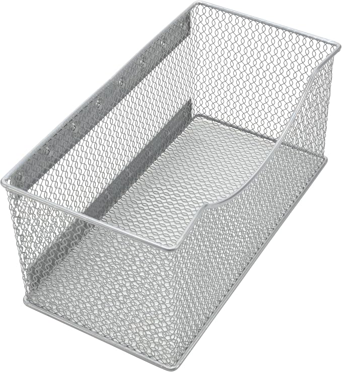 YBM HOME Wire Mesh Magnetic Storage Basket, Trash Caddy, Container, Desk Tray, Office Supply Organizer Silver for Refrigerator/Microwave Oven or Magnetic Surface in Kitchen or Office (1, Large) by YBMHome