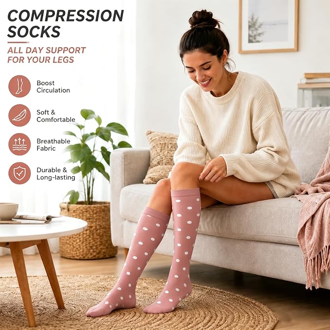 4 Pairs Compression Socks for Women Circulation-Best Support for Nurses,Running,Athletic,Travel - Image 4