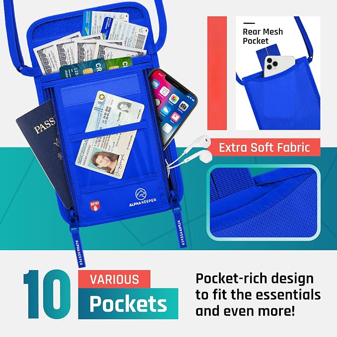 Neck Wallet, Travel Pouch For Passport Holder And Documents, Travel Neck Wallet For Traveling Women. - Image 3