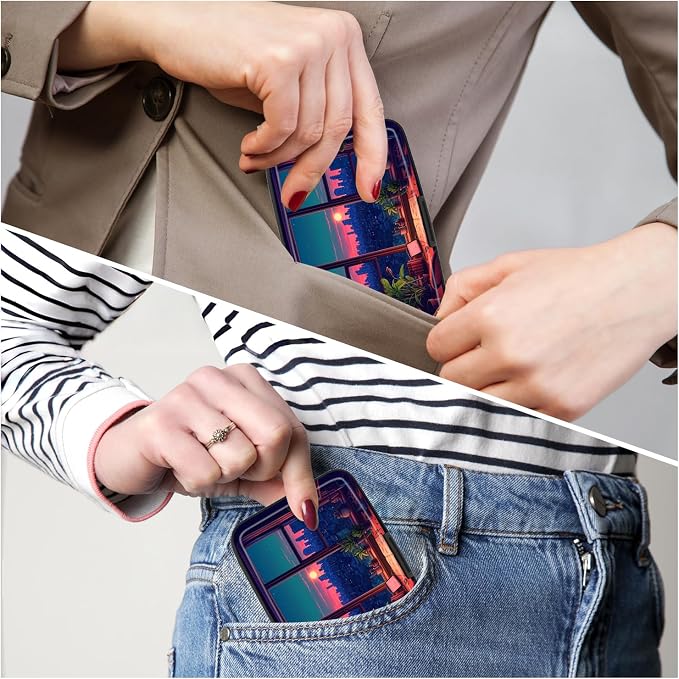 Credit Card Holder, Mini Aluminum Card Wallet RFID Blocking Slim Metal Hard Card Case for Women Men, Window View - Image 6