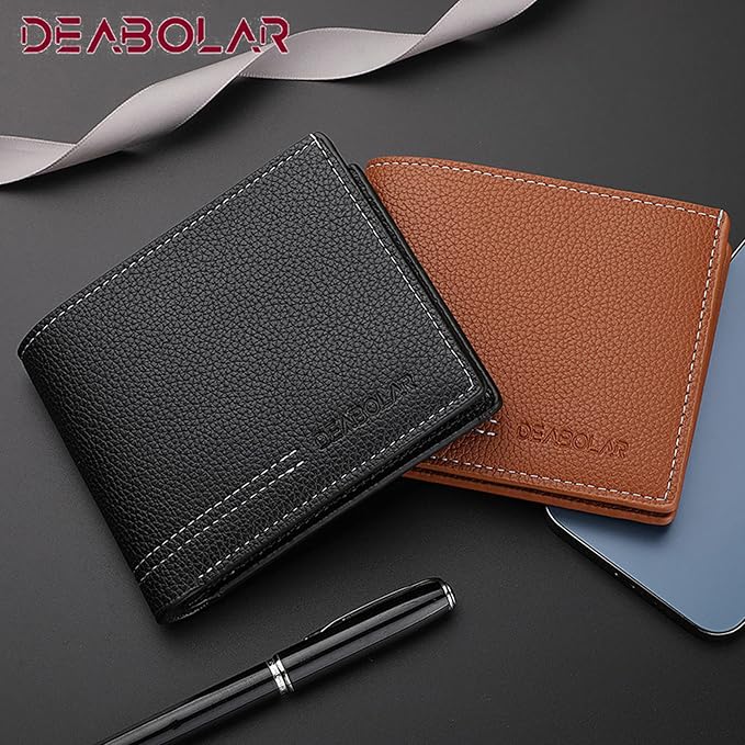 Men Wallet Black PU Material 4 Card Holder 2 Money Pockets 1 Clear Window Suitable for Gifts without RFID Slim Small for Traveling - Image 7
