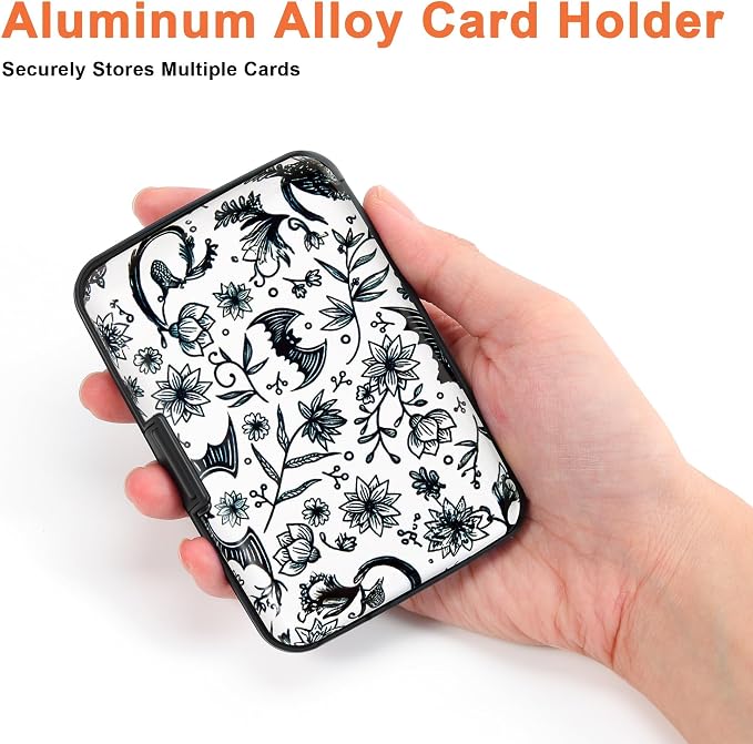 Mayski Credit Card Holder for Women RFID Blocking Wallet, Bat | Card Wallets for Women Small Mini Business Metal Accordion Aluminum Alloy Hard Case for Men - Image 3