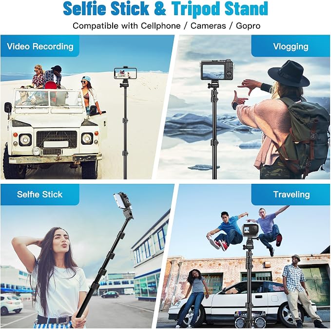 Victiv Phone Tripod, 70" Tripod for iPhone with Remote and Phone Holder | Compatible with Cellphone Camera Gopro, Standing Tripod Stand Perfect for Selfies, Video Recording, Vlogging, Live Streaming - Image 6