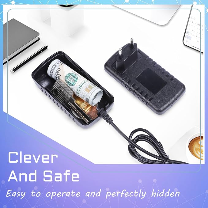 Long Plug Storage Realistic Looking Charger with Storage Hiding Places for Valuables Charger Diversion Safe, Black - Image 4