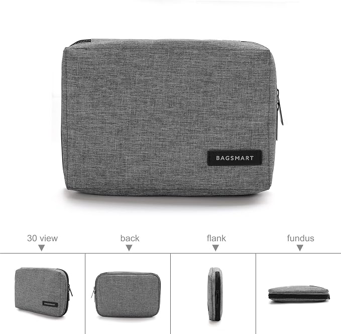 BAGSMART Electronics Organizer Travel Case, Small Cord Bag for Travel Essentials, Tech bag for Men Women, Cable Organizer for Phone, SD Card, Grey - Image 7