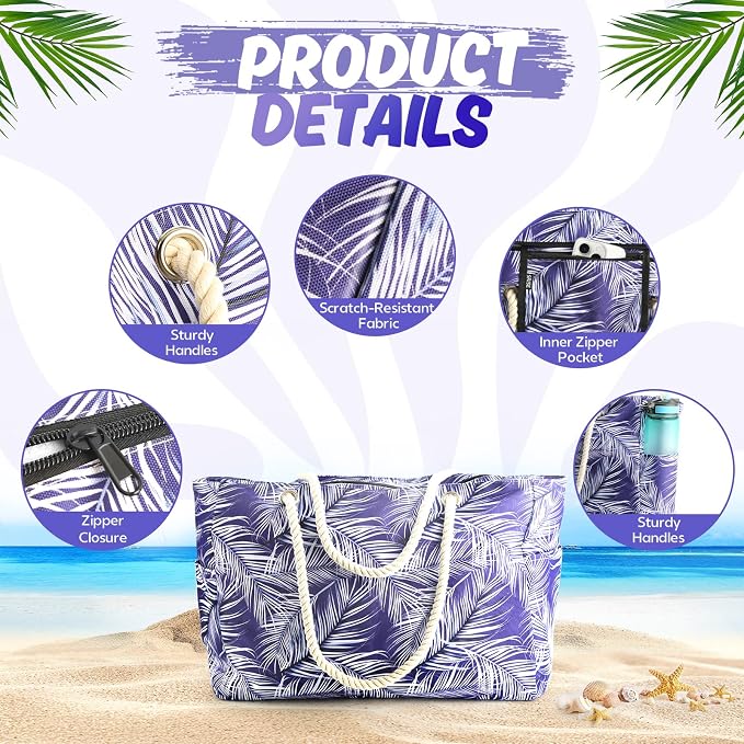 SRISE Large Beach Bag for Women & Men, Beach Bags Waterproof Sandproof, Travel Tote Bag, Swim Pool Bag for Family Outdoor - Image 6