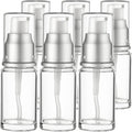 Clear Glass Pump Bottle (6-Pack) 0.5 Oz 15ml - Refillable, Lotion | Silver Cap, Luxury, Serum, Foundation, Body Cream, Sanitizer, Cosmetics, Travel by Vitalup