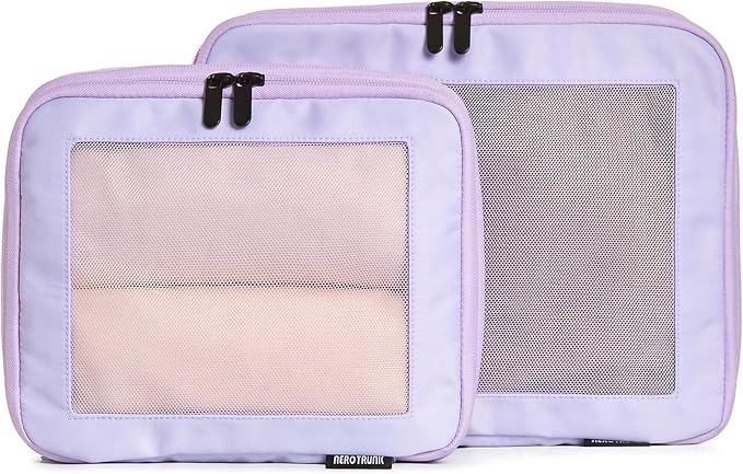 Compression Packing Cubes for Travel, 2-Pack, Purple | Solves overpacking, 2-Piece set fits most carry-ons, 50% Space savings, Compression luggage organizer bags by Aerotrunk