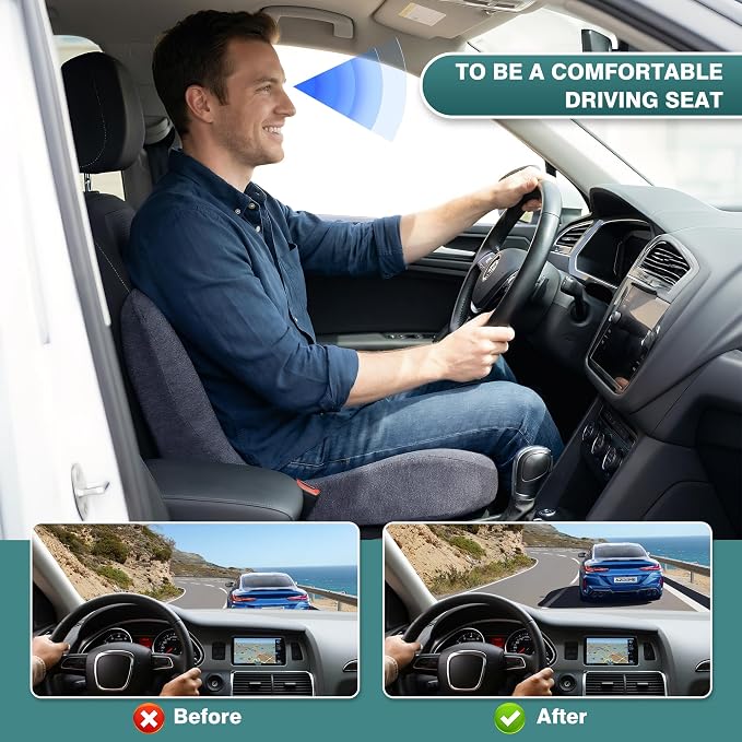Memory Foam Car Seat Cushion – Ergonomic Driver Seat Cushion for Sciatica & Tailbone Pain, Breathable Non-Slip Car Seat Pad with Lumbar Support for Car, Truck, SUV, Office Chair - Image 7