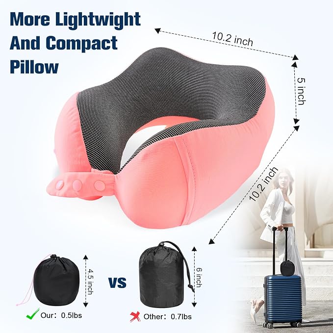 Cirorld Neck Pillow for Traveling, Travel Pillows for Airplanes,100% Pure Memory Foam Travel Neck Pillow, Adjustable Flight Pillow, Portable Plane Accessories with Eye Mask, Earplugs, Carry Bag - Image 7