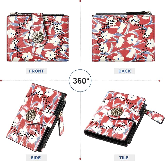 Tipmile Small Wallet Women Coin Pocket Bifold RFID Blocking Card Holder Leather Wallets with Zipper - Image 7