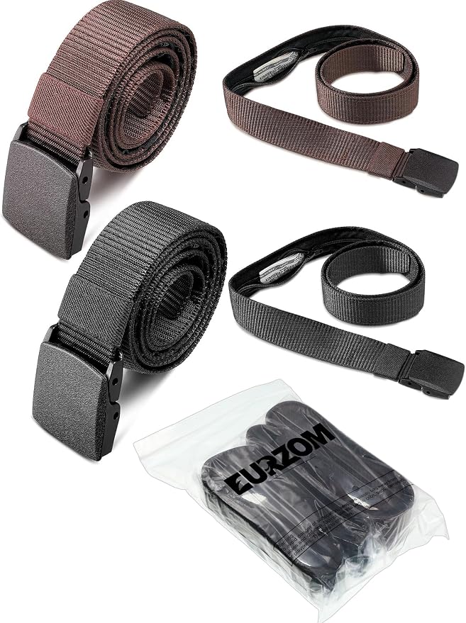 2 Pcs Money Belts for Travel for Men with Hidden Money Pocket Travel Security Belt Nylon Anti Theft Wallet with Plastic Buckle for Dad Business Outdoor Work Boyfriend, Coffee and Black - Image 8