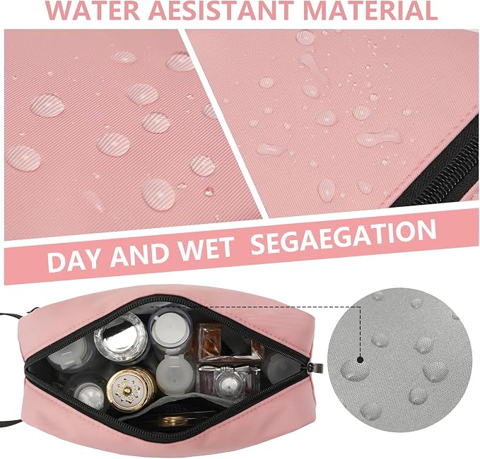 Travel Toiletry Bag for Men & Women, Hanging Cosmetic Organizer | Water-Resistant Fabric, Sturdy Handle, Lightweight Dopp Kit – Bathroom Toiletries, Makeup, Shaving, Grooming & Accessories - Image 3