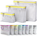 MUMI Travel Toiletry Bag Set of 3 - Clear TSA Approved, Yellow | Water-resistant makeup organizer pouches for skincare, cosmetics & travel accessories by MUMI