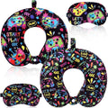 Gilprop 4 Pcs Game Travel Pillow with Sleep Eye Mask, U Shaped Memory Foam Headrest & Neck Pillow with Washable Cover, Soft Neck Head Support Travel Accessories for Airplane Car Train Bus Trips by Gilprop