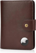 Polare Luxury RFID Blocking Leather Passport Holder Travel Wallet For Men and Women (Coffee with AirTag Slot(Snap Version)) by polareoriginal