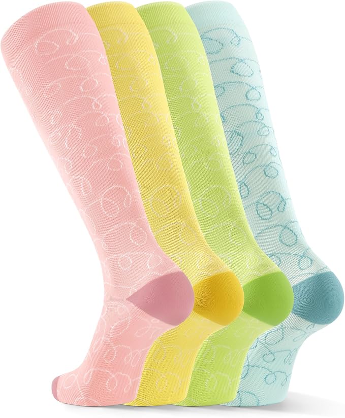 FITRELL 4 Pairs Compression Socks for Women & Men, 15-20mmHg Circulation Support for Athletic Travel Daily Wear - Image 8