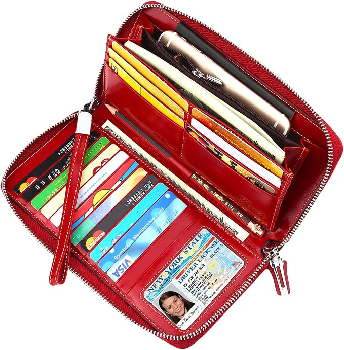 Small Compact Women Wallet RFID Blocking Genuine Leather Bifold Purse with ID Windows - Image 2