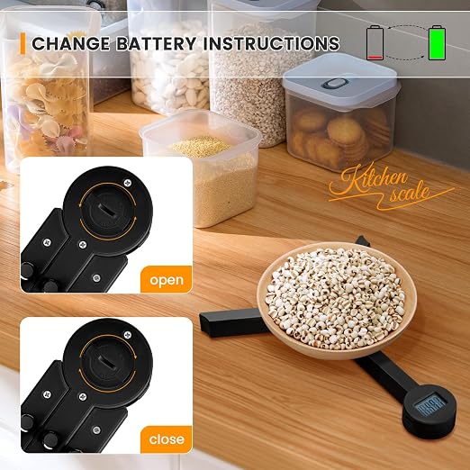 Folding Digital Kitchen Scale, Highly Accurate Compact Portable Food Scale with LCD Display, Auto Power Off and Tare Features, for Measuring Intake of Healthy Eating People (Black) - Image 7