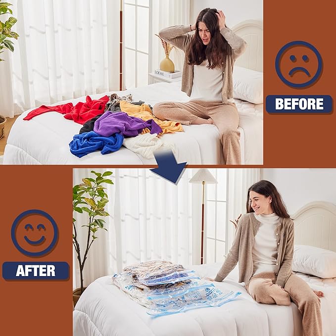 12 Jumbo Vacuum Storage Bags for Bedding, Vacuum Seal Bags for Clothing | Extra Large XL, Airtight Triple Seal, Save 80% Space, Hand Pump, Work with Vacuum, Double Zip, Reusable, Easy to Use - Image 5