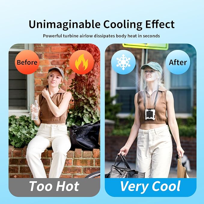 Socool 10000mAh Portable Waist Fan Clip on Wearable Belt Personal Fan Rechargeable Battery operated With 5 Speeds & Flashlight Neck Fan Hands-Free 40H Cooling For Outdoor Camping Travel (White) - Image 9