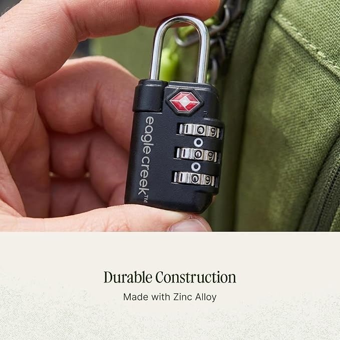 Eagle Creek Travel Safe TSA Lock, 3 Dial Combination, Graphite | Lock for Suitcase, Duffel Bag, and Backpack Security, Travel Sentry Certified, Keep Your Belongings Secure - Image 3