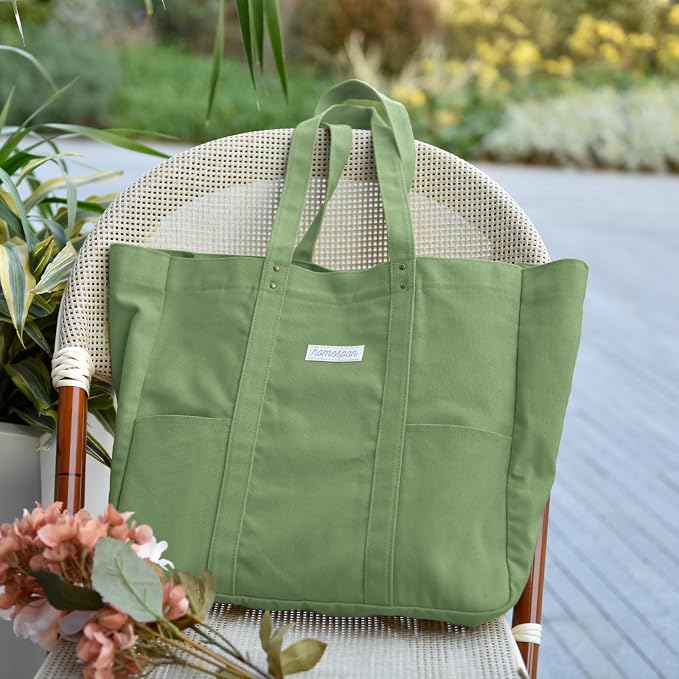 HOMESPON Large Canvas Tote Bag, Magnetic Work Laptop Pack for Women | Everything Bag, Multi Pockets, Internal Laptop Sleeve - Image 3
