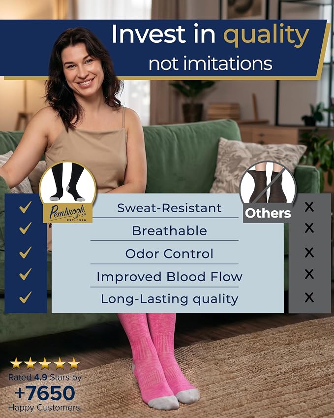 Pembrook 3 Pairs Plus Size Compression Socks Wide Calf - Bamboo Viscose Compression Socks for Women Wide Calf - Image 3